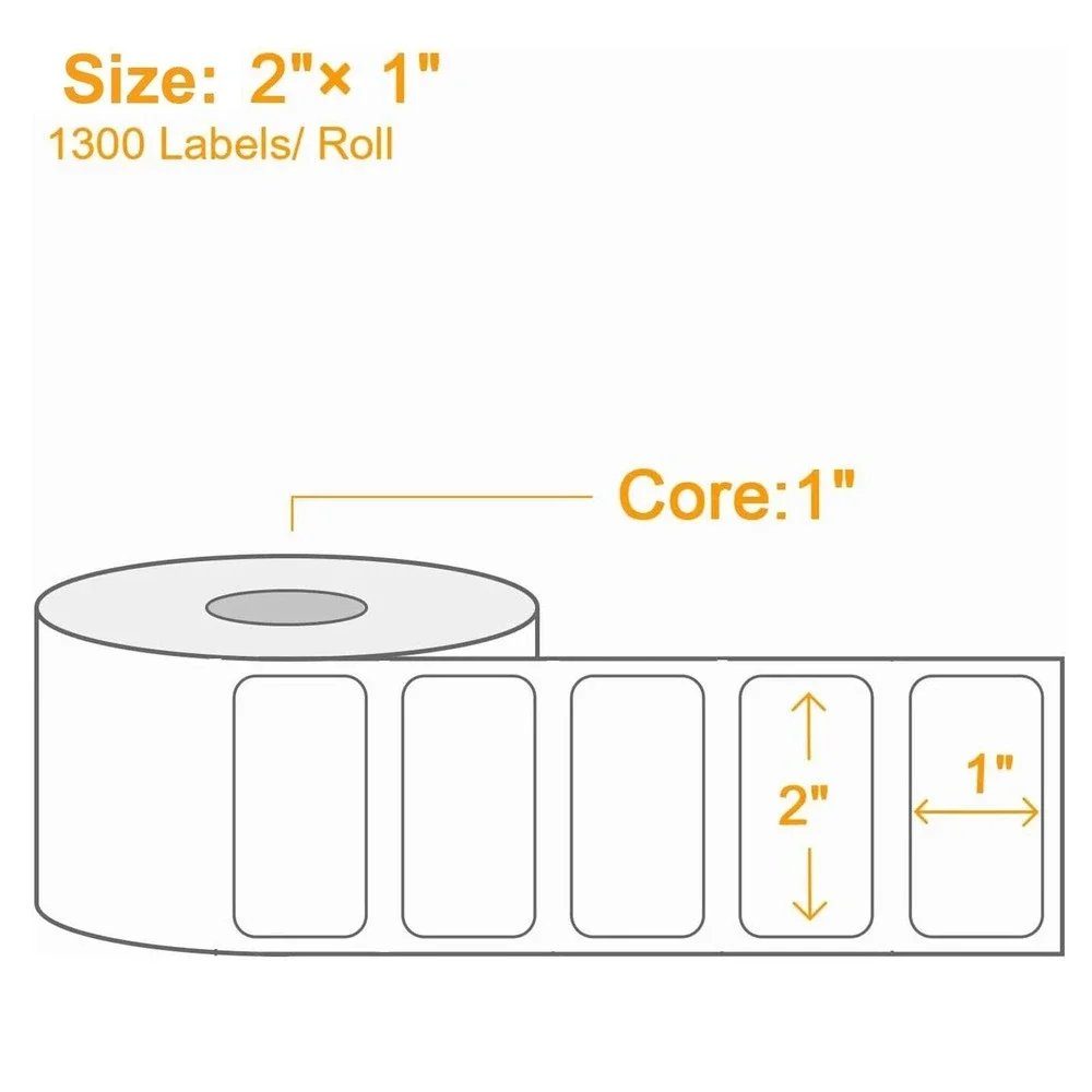 Spartan Industrial 1x2 Thermal Shipping Labels 2 Rolls 1300/Roll White Adhesive